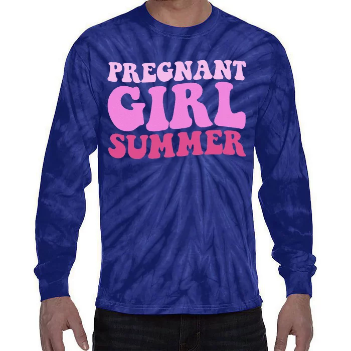 Funny Pregnancy Reveal Pregnant Girl Summer Baby Shower Tie-Dye Long Sleeve Shirt