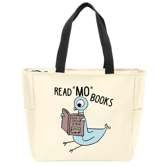 Funny Pigeon Read Mo Books Zip Tote Bag