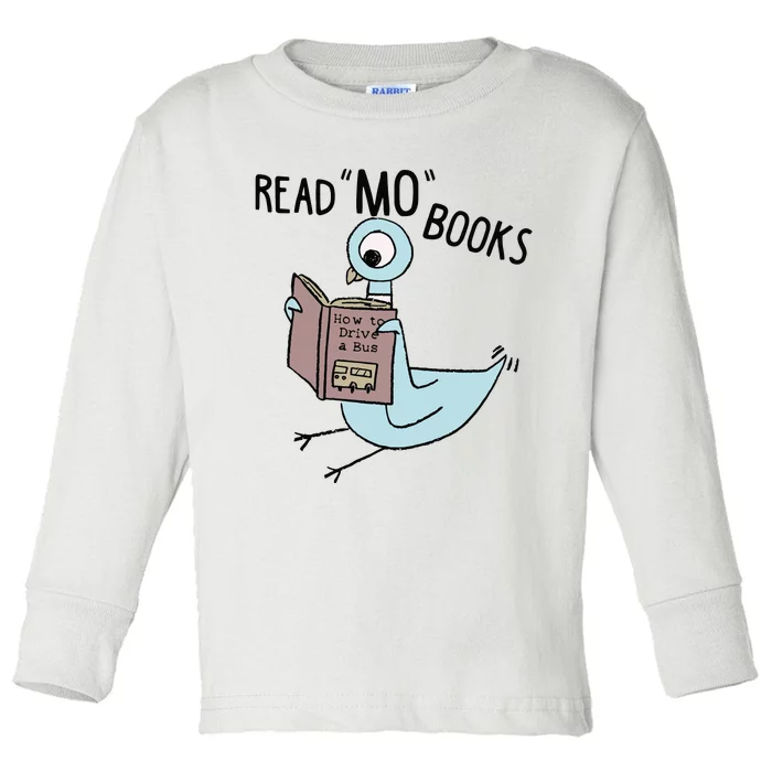 Funny Pigeon Read Mo Books Toddler Long Sleeve Shirt