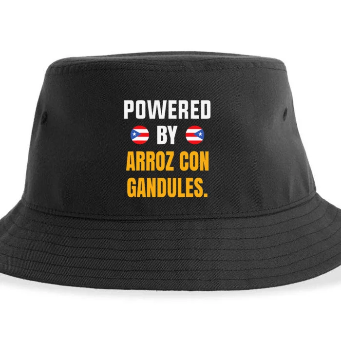 Funny Puerto Rico Flag Powered By Arroz Con Gandules Sustainable Bucket Hat