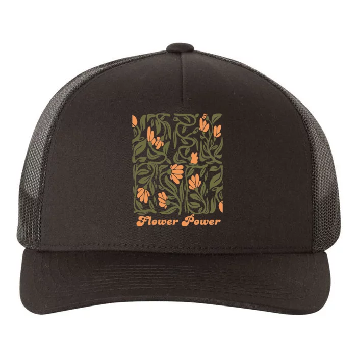 Flower Power Retro 60s & 70s Vibe Yupoong Adult 5-Panel Trucker Hat