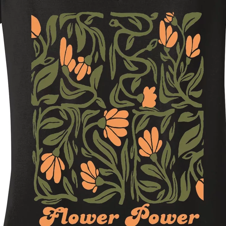 Flower Power Retro 60s & 70s Vibe Women's V-Neck T-Shirt