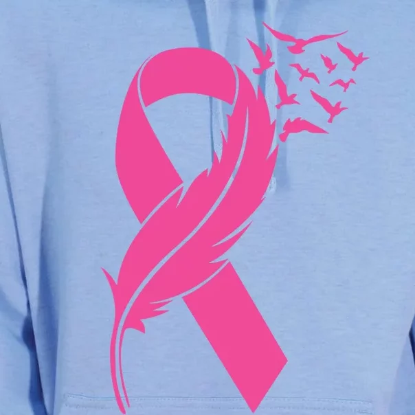 Feather Pink Ribbon Fight Cancer Breast Cancer Warrior Cute Gift Unisex Surf Hoodie