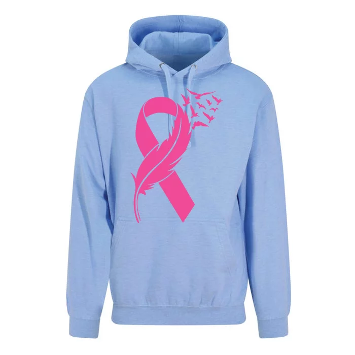 Feather Pink Ribbon Fight Cancer Breast Cancer Warrior Cute Gift Unisex Surf Hoodie