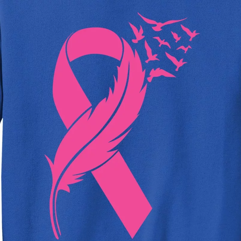 Feather Pink Ribbon Fight Cancer Breast Cancer Warrior Cool Gift Sweatshirt