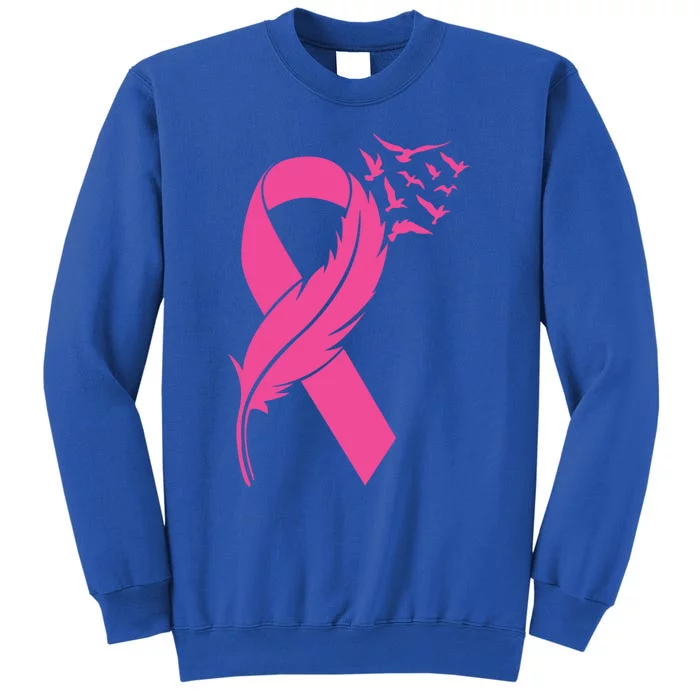 Feather Pink Ribbon Fight Cancer Breast Cancer Warrior Cool Gift Sweatshirt