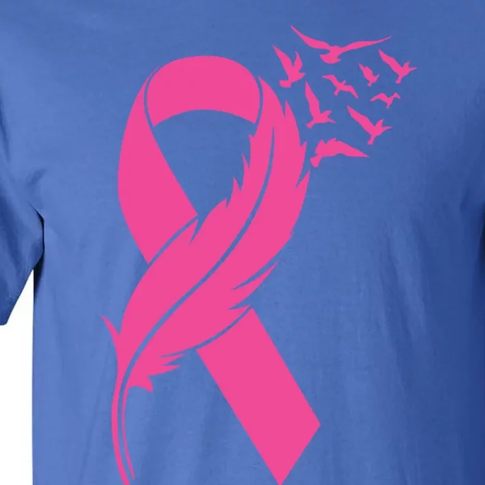 Feather Pink Ribbon Fight Cancer Breast Cancer Warrior Cool Gift Tall T-Shirt