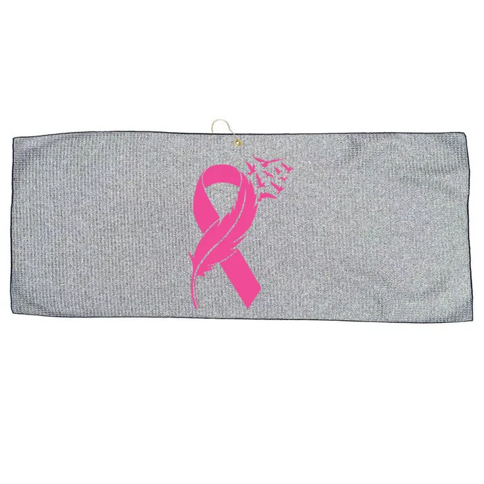 Feather Pink Ribbon Fight Cancer Breast Cancer Warrior Cool Gift Large Microfiber Waffle Golf Towel