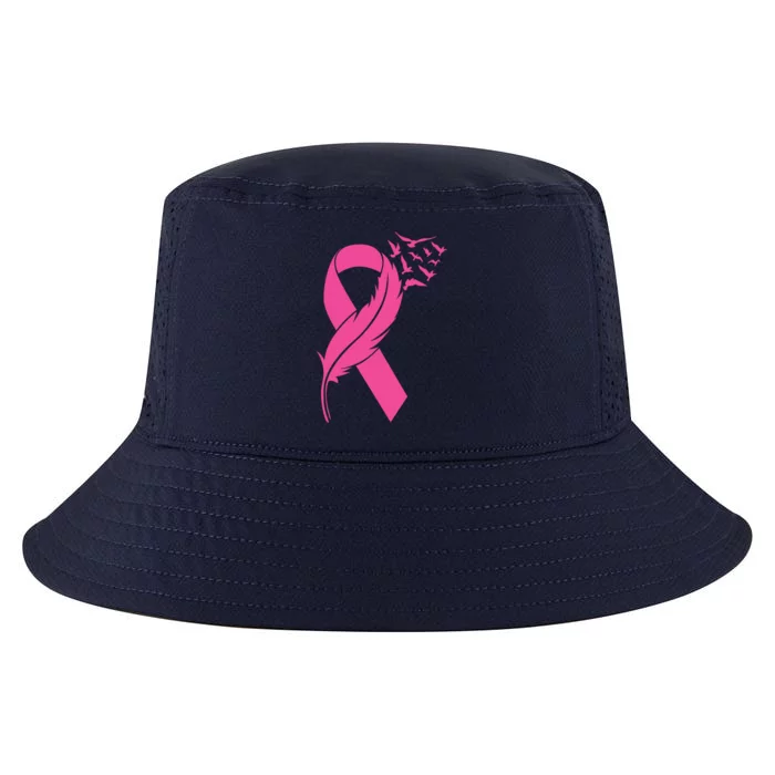 Feather Pink Ribbon Fight Cancer Breast Cancer Warrior Cool Gift Cool Comfort Performance Bucket Hat