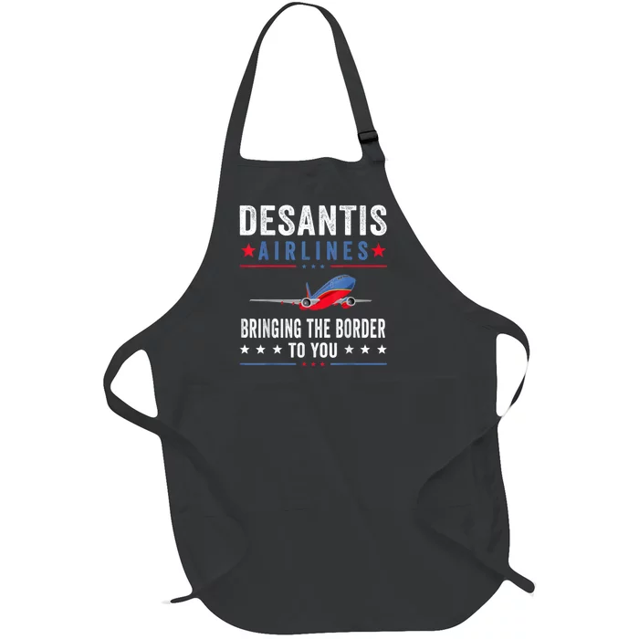 Funny Political Ron DeSantis Vintage DeSantis Airlines Full-Length Apron With Pocket