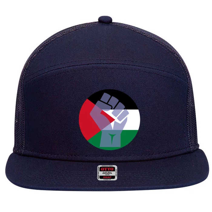 Free Palestine Stand With Palestine Gift 7 Panel Mesh Trucker Snapback Hat