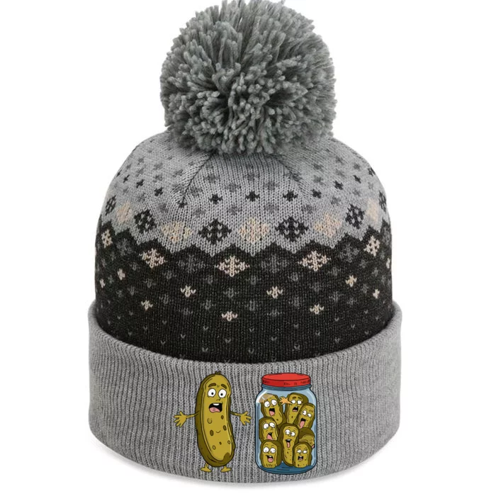 Funny Pickle Surprise A Cucumber And A Jar Of Sliced Pickles The Baniff Cuffed Pom Beanie