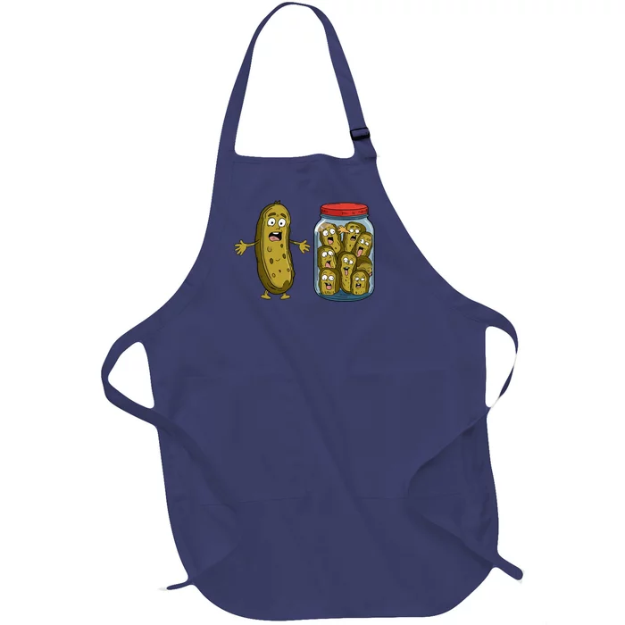 Funny Pickle Surprise A Cucumber And A Jar Of Sliced Pickles Full-Length Apron With Pocket