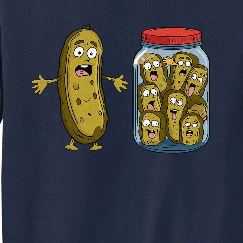 Funny Pickle Surprise A Cucumber And A Jar Of Sliced Pickles Tall Sweatshirt