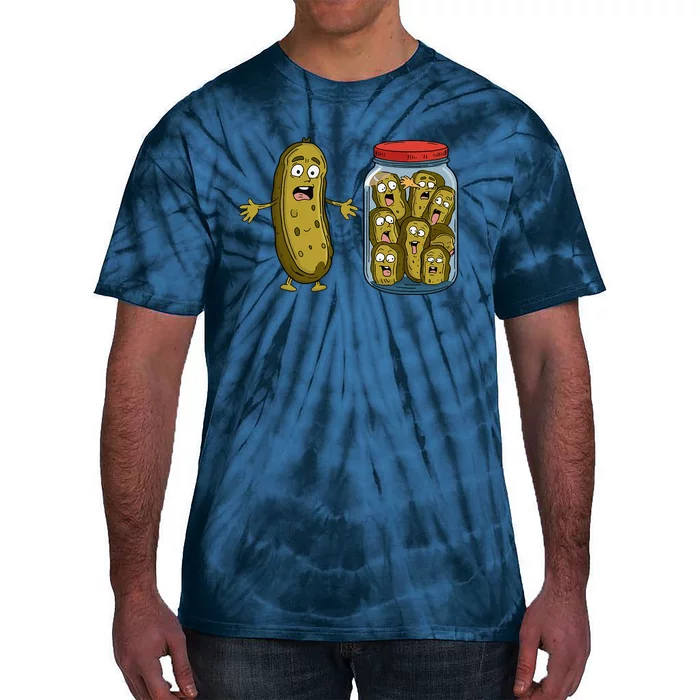 Funny Pickle Surprise A Cucumber And A Jar Of Sliced Pickles Tie-Dye T-Shirt