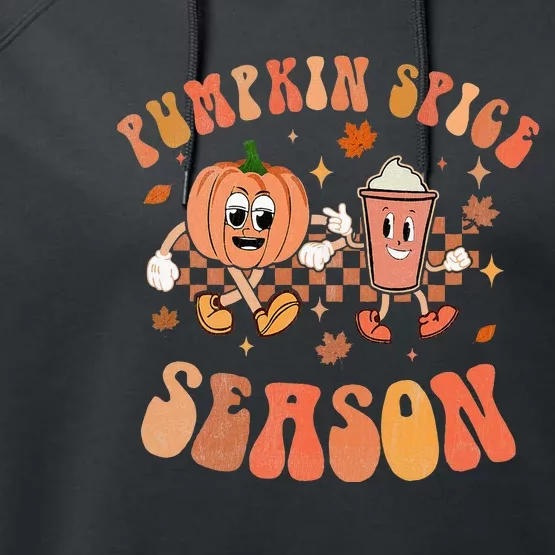 Funky Pumpkin Spice Fall Hippie Vibes Performance Fleece Hoodie