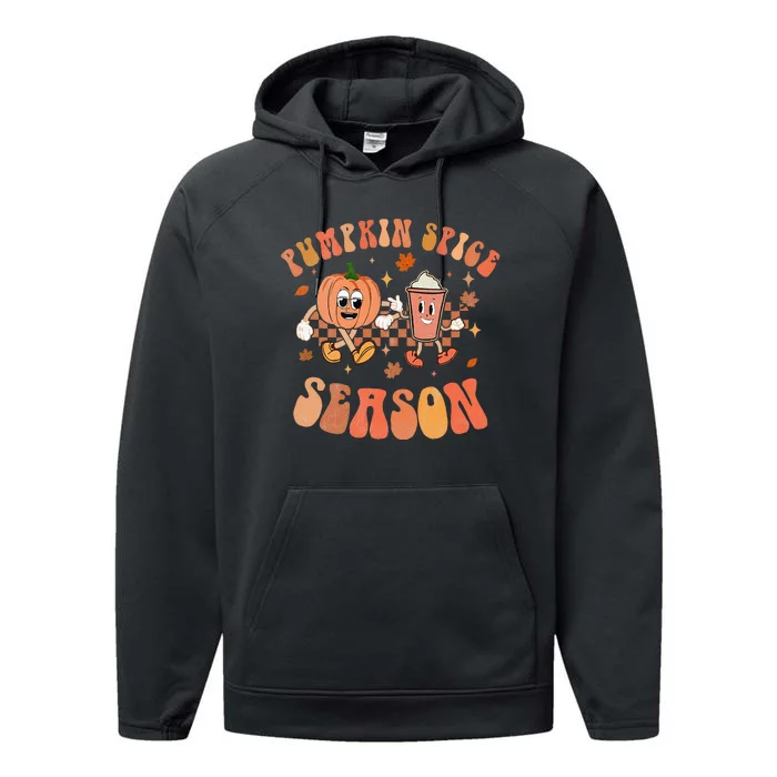 Funky Pumpkin Spice Fall Hippie Vibes Performance Fleece Hoodie