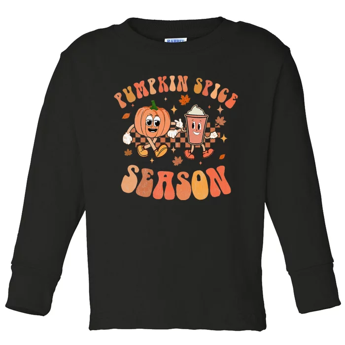 Funky Pumpkin Spice Fall Hippie Vibes Toddler Long Sleeve Shirt