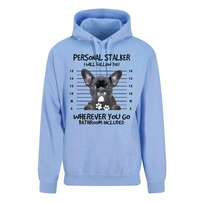 Funny Personal Stalker Black French Bulldog Unisex Surf Hoodie