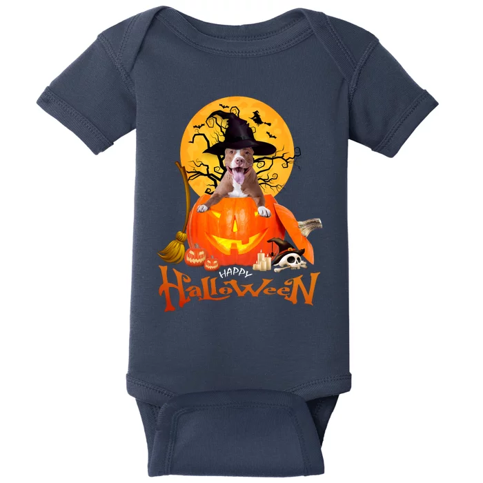 Funny Pitbull Spooky Halloween Baby Bodysuit