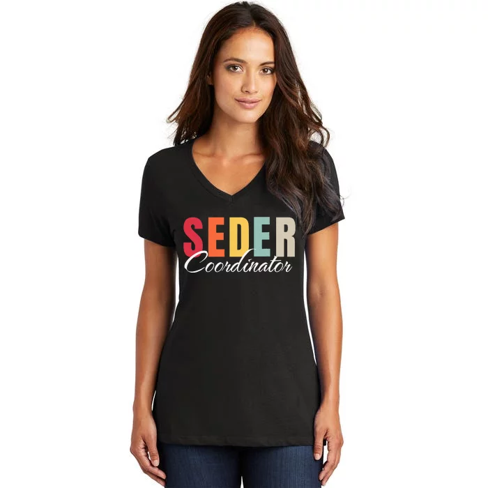 Funny Passover Seder Coordinator Jewish Passover Leader Women's V-Neck T-Shirt