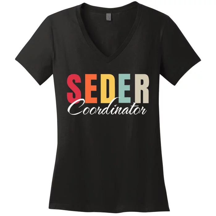 Funny Passover Seder Coordinator Jewish Passover Leader Women's V-Neck T-Shirt