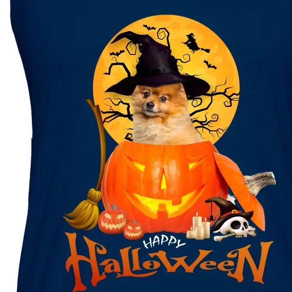 Funny Pomeranian Spooky Halloween Ladies Essential Flowy Tank