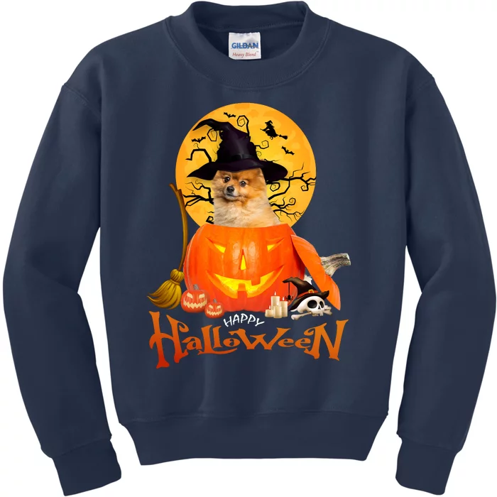 Funny Pomeranian Spooky Halloween Kids Sweatshirt