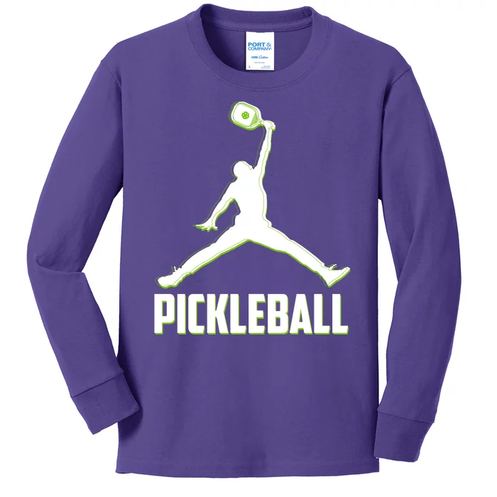 Funny Pickleball Sports Logo Kids Long Sleeve Shirt