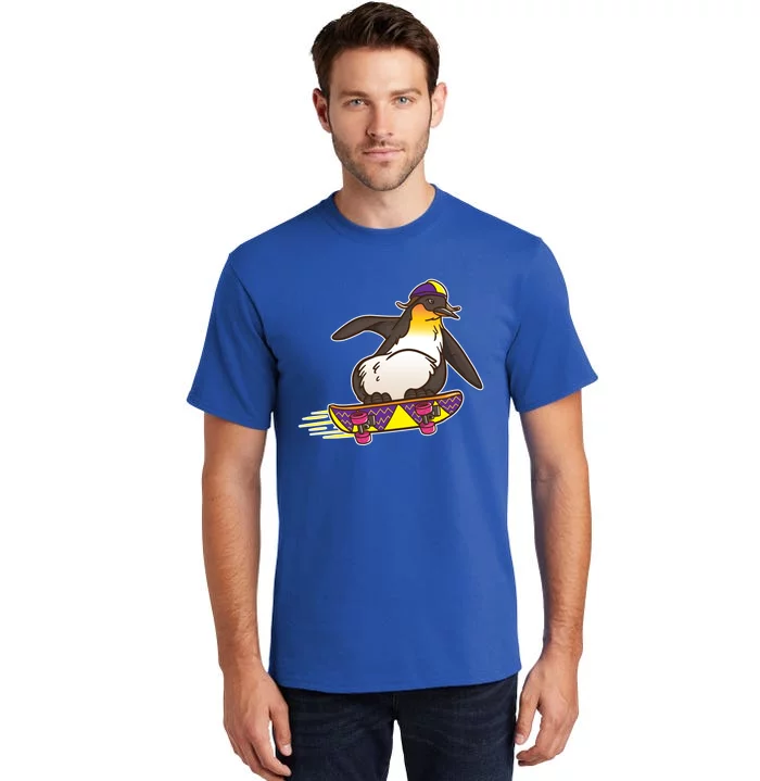 Funny Penguin Skateboard Skater Gift Skateboarding Gift Tall T-Shirt