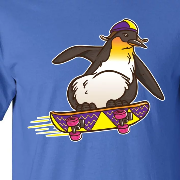 Funny Penguin Skateboard Skater Gift Skateboarding Gift Tall T-Shirt