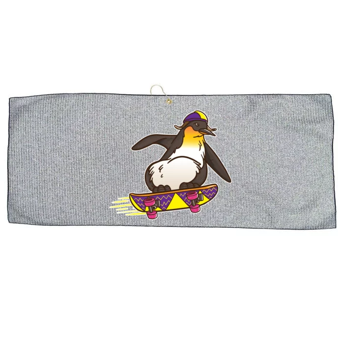 Funny Penguin Skateboard Skater Gift Skateboarding Gift Large Microfiber Waffle Golf Towel