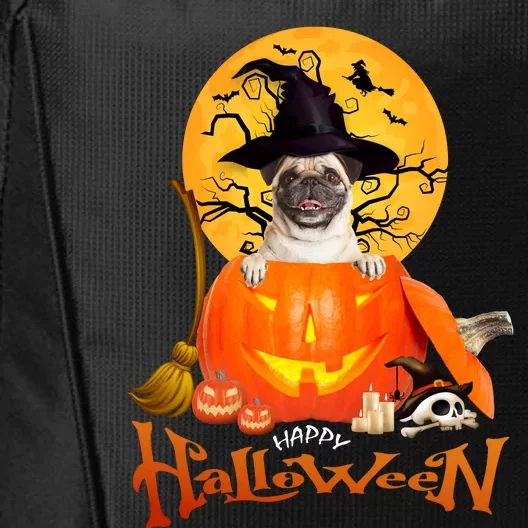 Funny Pug Spooky Halloween City Backpack