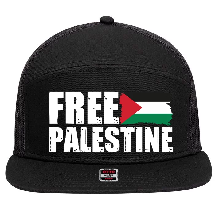 Free Palestine Support Stand With Palestine 7 Panel Mesh Trucker Snapback Hat