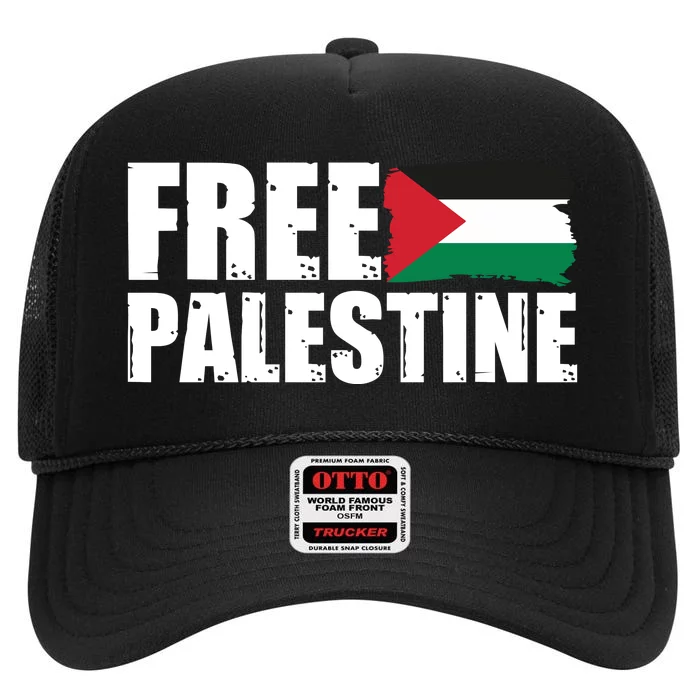 Free Palestine Support Stand With Palestine High Crown Mesh Trucker Hat