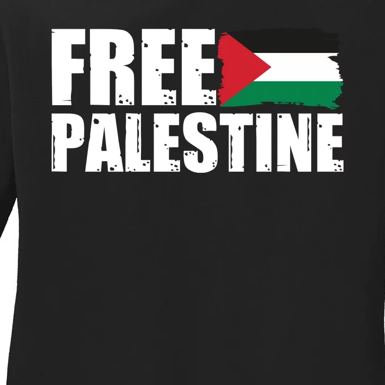 Free Palestine Support Stand With Palestine Ladies Long Sleeve Shirt