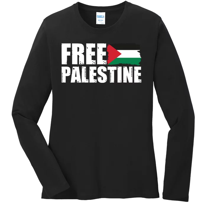 Free Palestine Support Stand With Palestine Ladies Long Sleeve Shirt