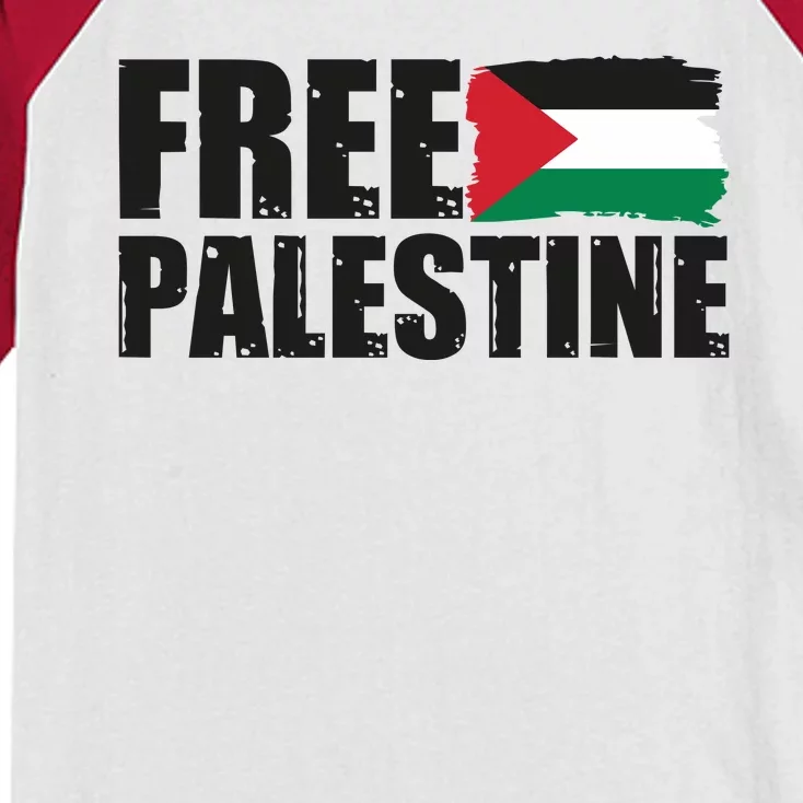 Free Palestine Support Stand With Palestine Kids Colorblock Raglan Jersey