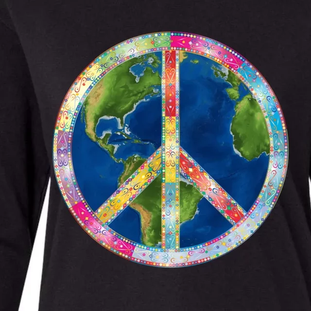 Flower Peace Sign World Peace Hippy 70s Symbol Of Peace Cute Gift Womens Cotton Relaxed Long Sleeve T-Shirt