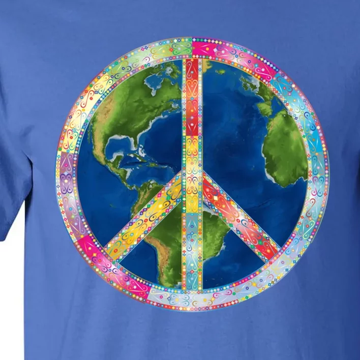 Flower Peace Sign World Peace Hippy 70s Symbol Of Peace Cute Gift Tall T-Shirt