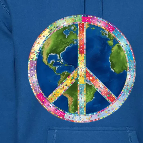 Flower Peace Sign World Peace Hippy 70s Symbol Of Peace Cute Gift Premium Hoodie