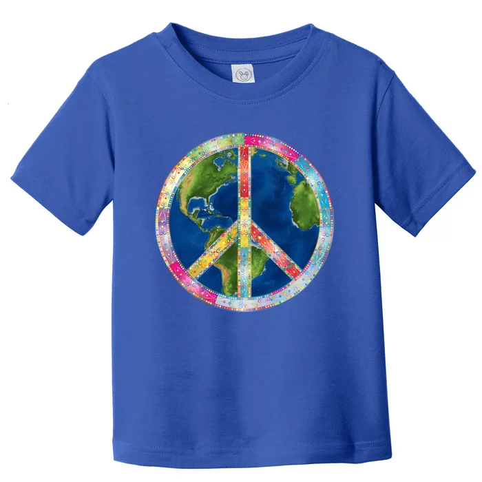 Flower Peace Sign World Peace Hippy 70s Symbol Of Peace Cute Gift Toddler T-Shirt