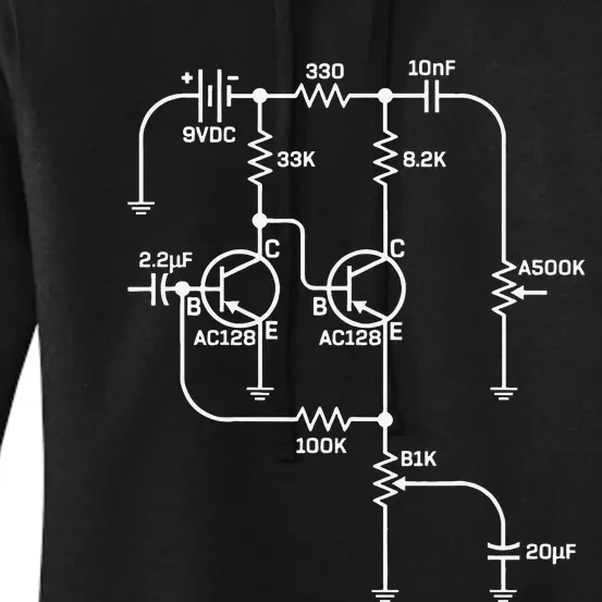 Fuzz Pedal Schematic Circuit Handwired funny guitar Women's Pullover Hoodie