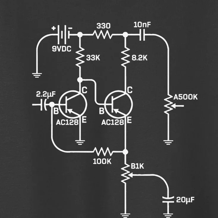 Fuzz Pedal Schematic Circuit Handwired funny guitar Toddler T-Shirt