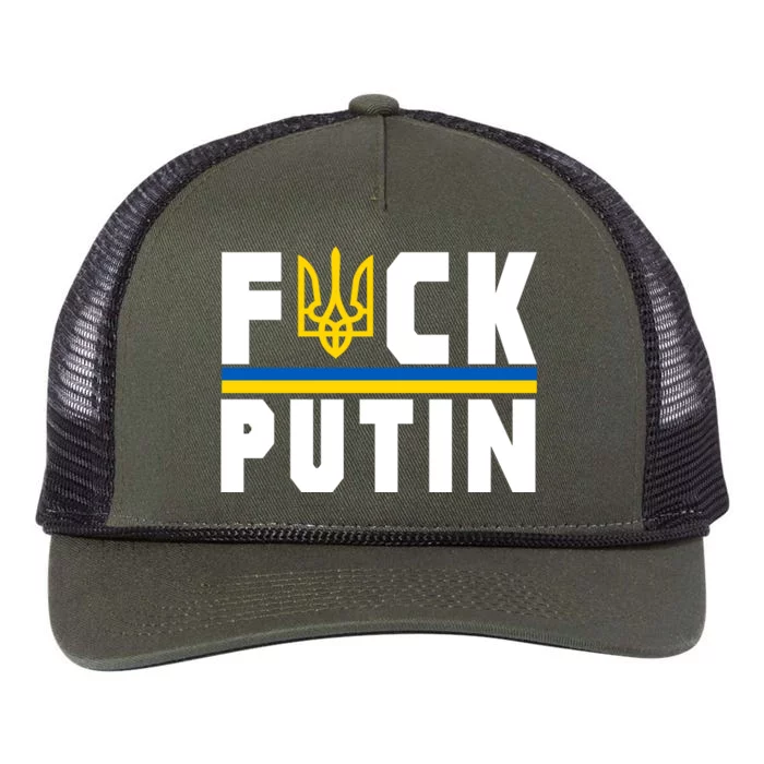 Fuck Putin Support Ukraine Retro Rope Trucker Hat Cap