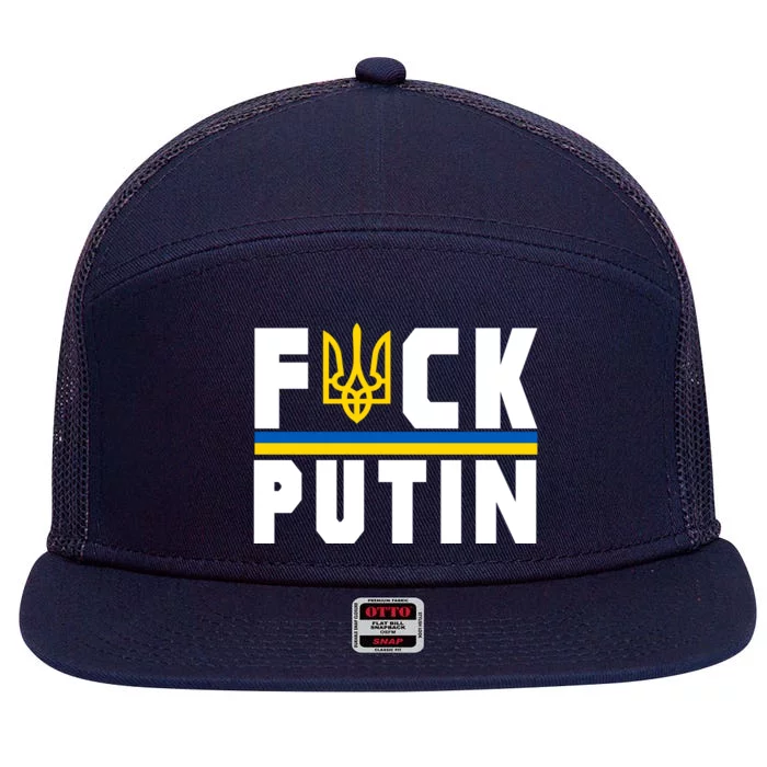 Fuck Putin Support Ukraine 7 Panel Mesh Trucker Snapback Hat