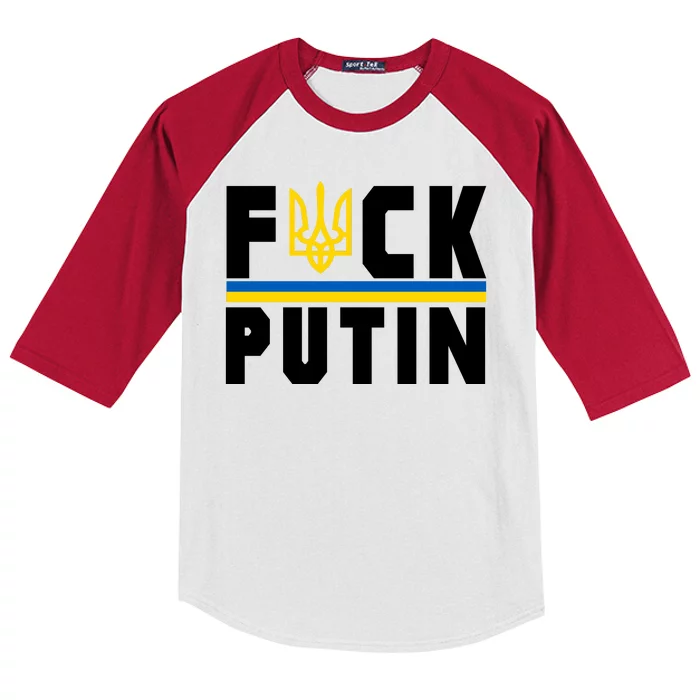 Fuck Putin Support Ukraine Kids Colorblock Raglan Jersey