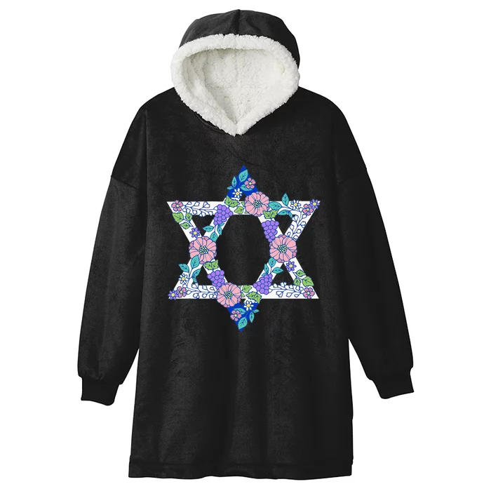 Floral Peace Sign Isreal Hooded Wearable Blanket