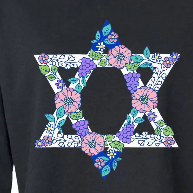 Floral Peace Sign Isreal Cropped Pullover Crew