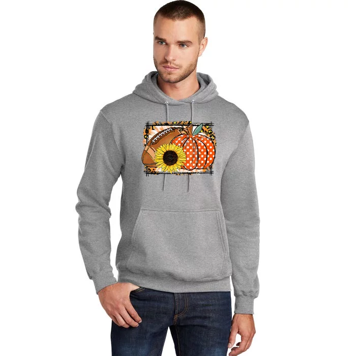 Football Pumpkin Sunflower Football Lover Fall Thanksgiving Tall Hoodie